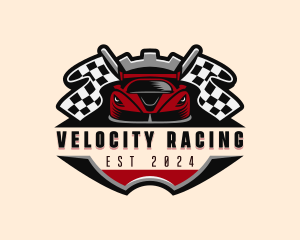 Sports Car Race Flag logo design