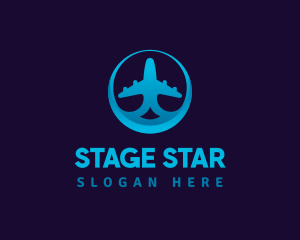 Blue Gradient Airplane Logo