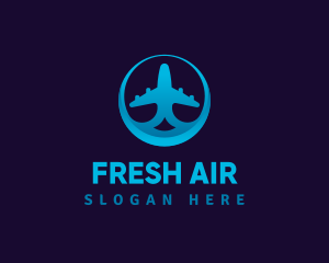 Blue Gradient Airplane logo design