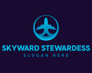 Stewardess - Blue Gradient Airplane logo design