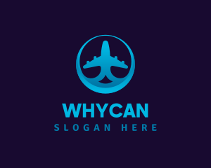 Flying - Blue Gradient Airplane logo design