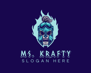 Spooky - Knight Fire Skull Warrior logo design