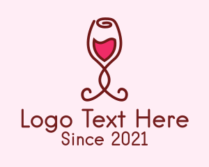 Date - Rose Wine Glass logo design