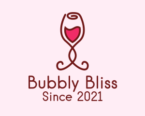 Champagne - Rose Wine Glass logo design