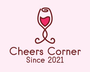 Booze - Rose Wine Glass logo design