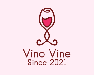 Wine - Rose Wine Glass logo design