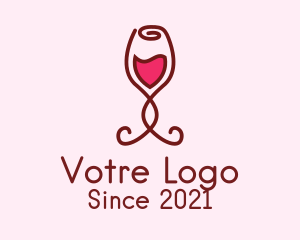 Red Wine - Rose Wine Glass logo design