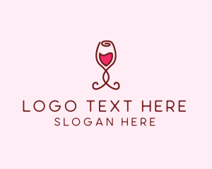 Date - Rose Wine Glass logo design