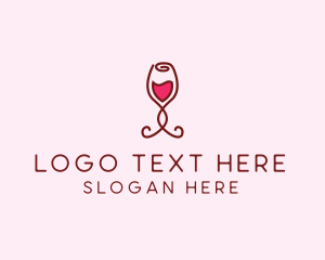 Wine - Rose Wine Glass logo design