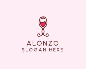 Rose Wine Glass logo design