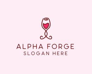 Rose Wine Glass logo design