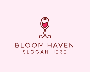 Rose Wine Glass logo design