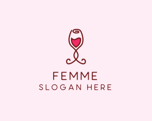 Rose Wine Glass logo design