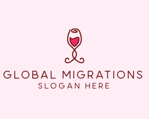 Rose Wine Glass logo design