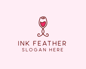 Rose Wine Glass logo design