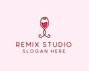 Rose Wine Glass logo design