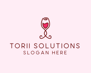 Rose Wine Glass logo design