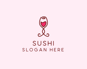 Rose Wine Glass logo design