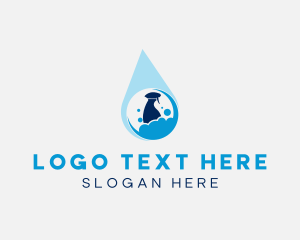 Sanitary - Water Droplet Cleaning Sprayer logo design