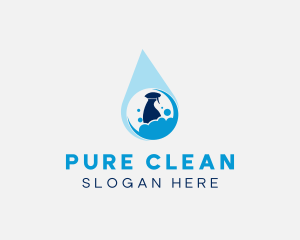 Water Droplet Cleaning Sprayer logo design