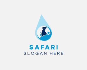 Spray Bottle - Water Droplet Cleaning Sprayer logo design