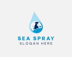 Water Droplet Cleaning Sprayer logo design