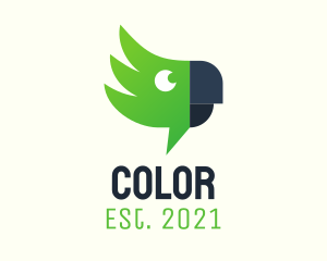 Tropical - Green Parrot Chat logo design