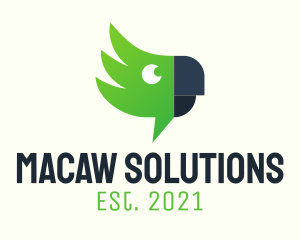 Macaw - Green Parrot Chat logo design