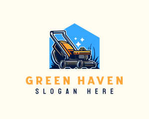 Lawn Mower Equipment Gardening logo design