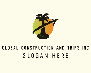 Palm Tree - Tropical Plane Tour logo design