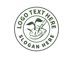 Organic - Shovel Plant Gardening logo design