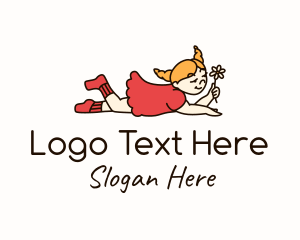 Young - Smiling Girl Character logo design