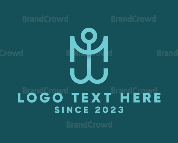 Blue Anchor Letter M Logo