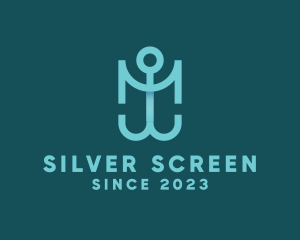Sailor - Blue Anchor Letter M logo design