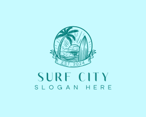 Surf Board Beach logo design