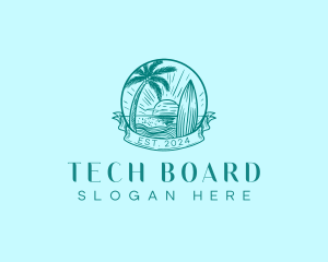 Surf Board Beach logo design