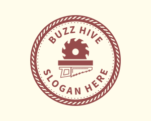 Wood Carpentry Buzz Saw logo design
