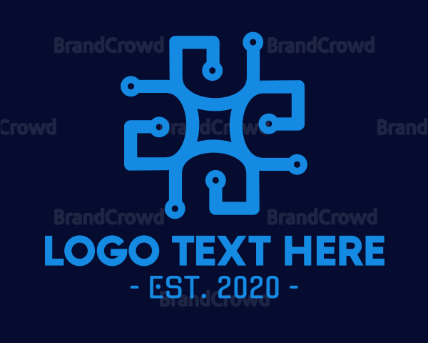 Blue Circuit Pattern Logo