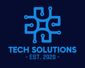 Technological - Blue Circuit Pattern logo design