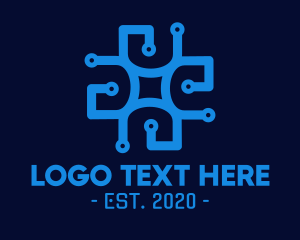 Application - Blue Circuit Pattern logo design