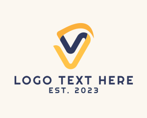 Digital Ribbon Letter V logo design