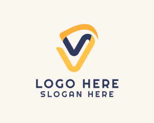 Digital Ribbon Letter V Logo