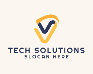 Digital Ribbon Letter V Logo