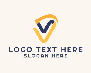 Digital Ribbon Letter V Logo