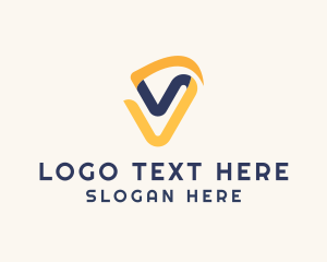 App - Digital Ribbon Letter V logo design