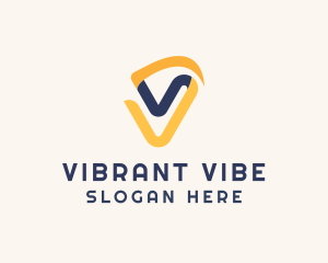 Digital Ribbon Letter V logo design