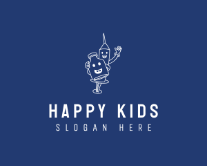 Happy Vaccine Syringe logo design