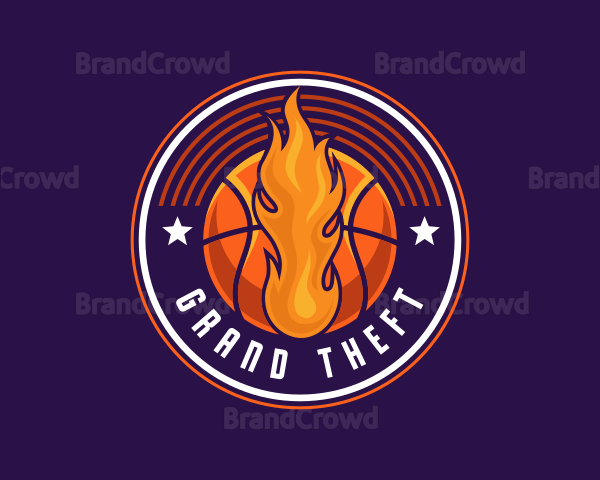 Basketball Fire Hoop Logo