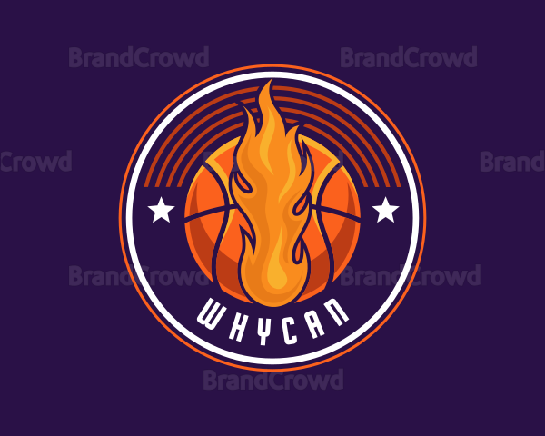 Basketball Fire Hoop Logo
