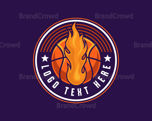 Basketball Fire Hoop Logo